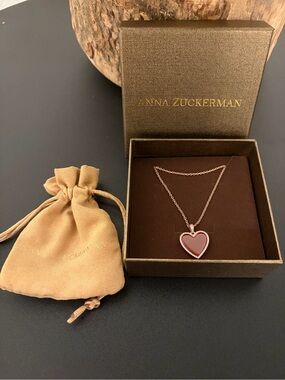 Brand New Anna Zuckerman Red Carnelian Heart Necklace in Rose Gold